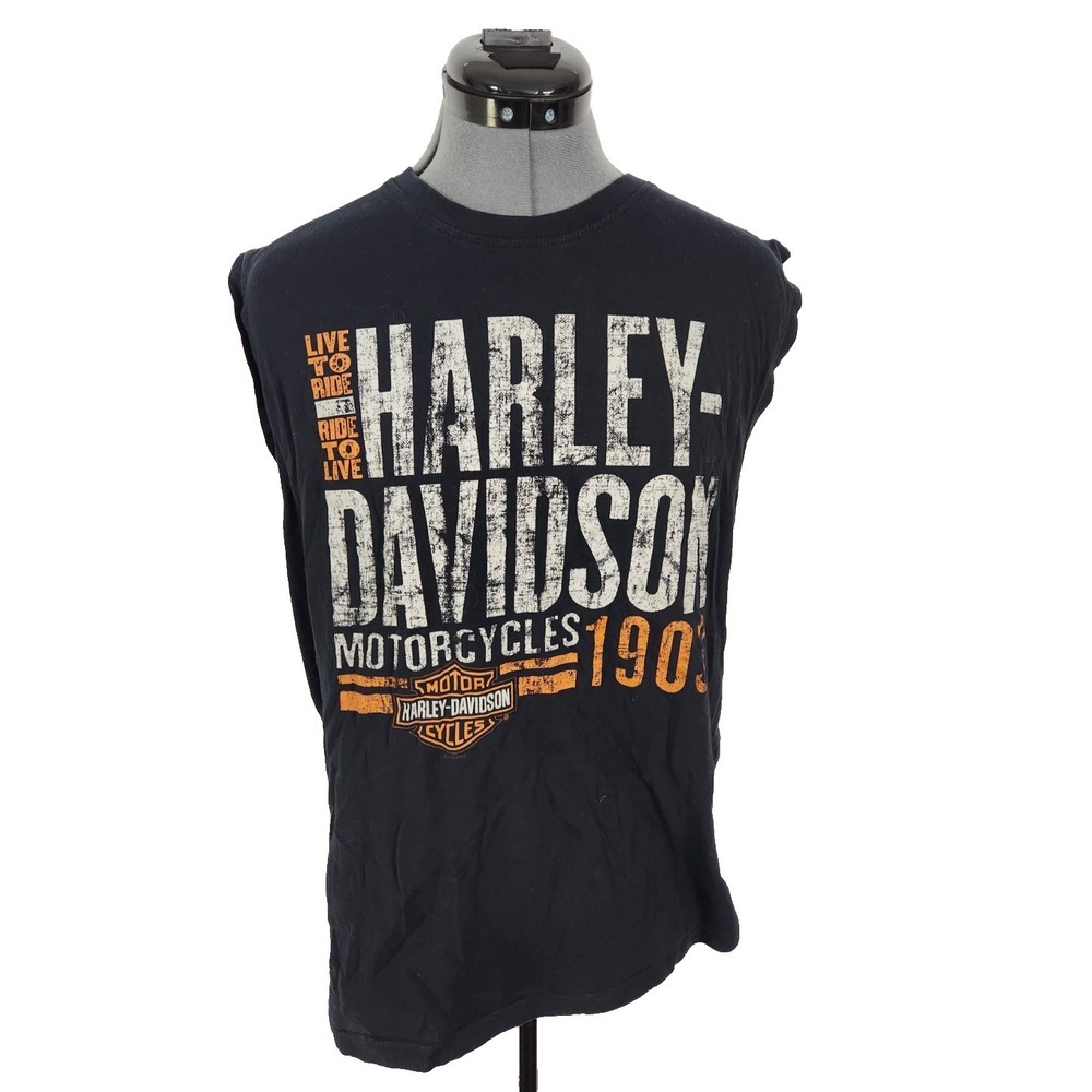 Harley-Davidson Kauai Hawaii Sleeveless Graphic T-Shirt Mens Black Biker Tank